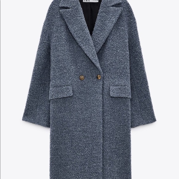 Zara Textured Weave Coat - Faded Blue - Picture 2 of 2